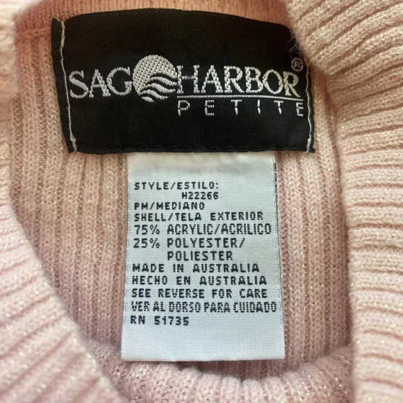 NWOT Sag Harbor Sparkly Mock Neck Knit Sweater Women's Size Medium Petite Pink - Picture 11 of 12